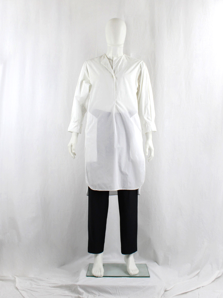 vintage Christophe Lemaire white minimalist oversized shirt dress with pleated sleeve inserts (18)