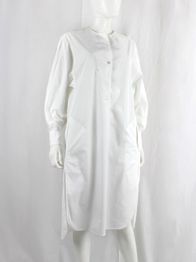 vintage Christophe Lemaire white minimalist oversized shirt dress with pleated sleeve inserts (2)