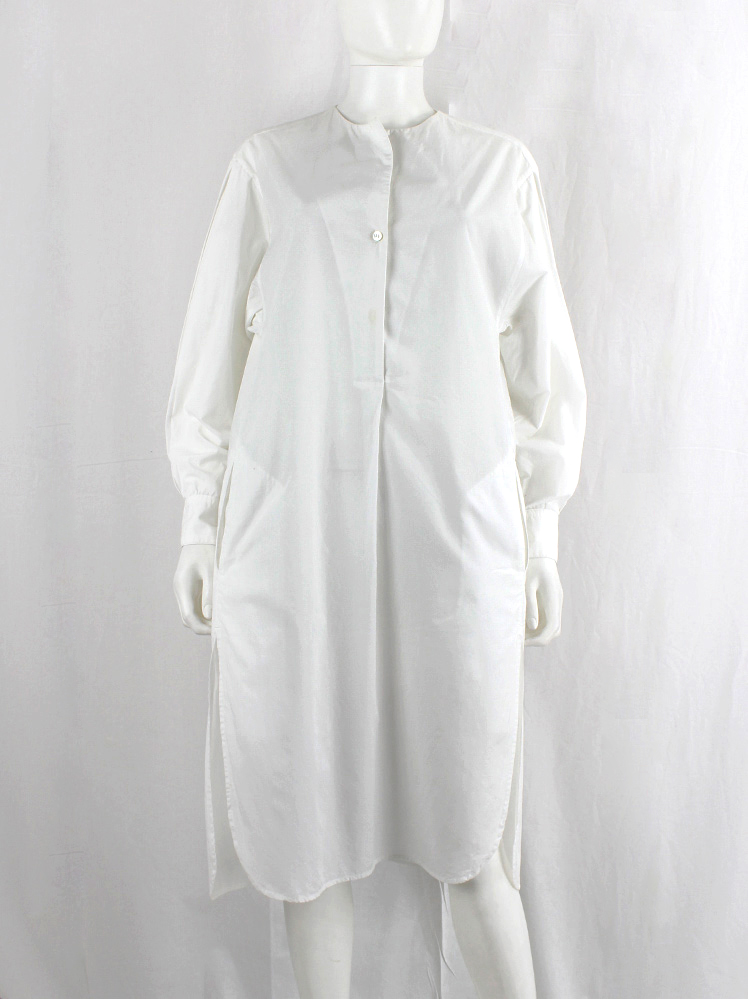 vintage Christophe Lemaire white minimalist oversized shirt dress with pleated sleeve inserts (21)