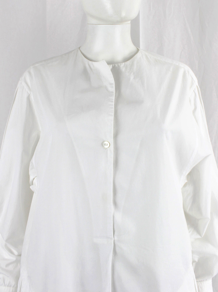 vintage Christophe Lemaire white minimalist oversized shirt dress with pleated sleeve inserts (22)