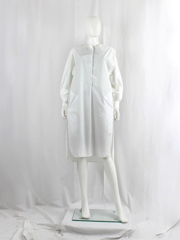 vintage Christophe Lemaire white minimalist oversized shirt dress with pleated sleeve inserts (23)