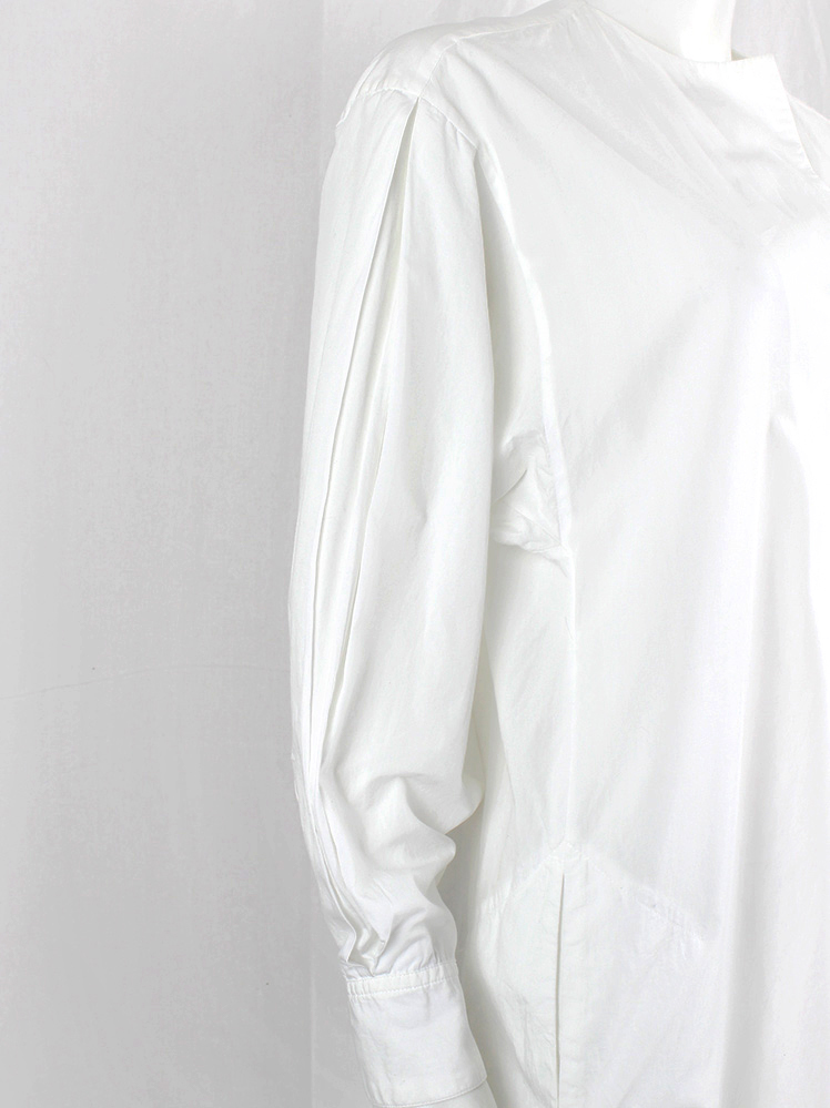 vintage Christophe Lemaire white minimalist oversized shirt dress with pleated sleeve inserts (4)