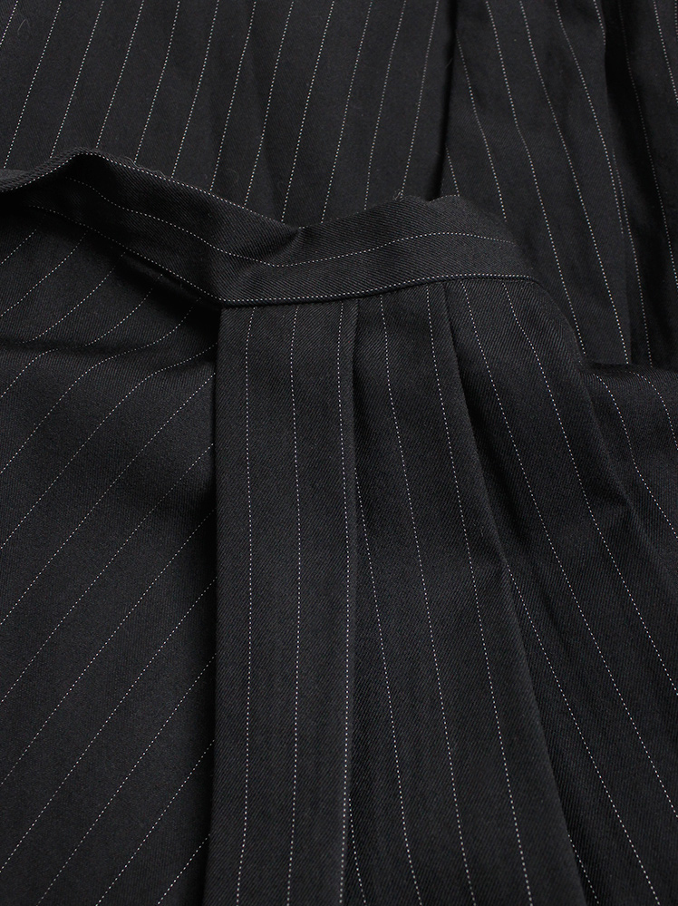 vintage Comme des Garcons black pinstripe pleated half-skirt worn as side apron AD 1992 (13)