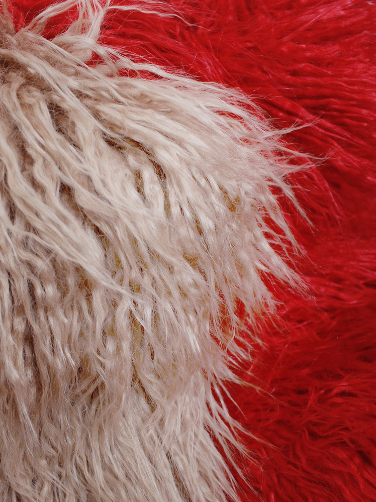vintage Dries Van Noten salmon and red oversized shaggy faux fur scarf fall 2018 (5)