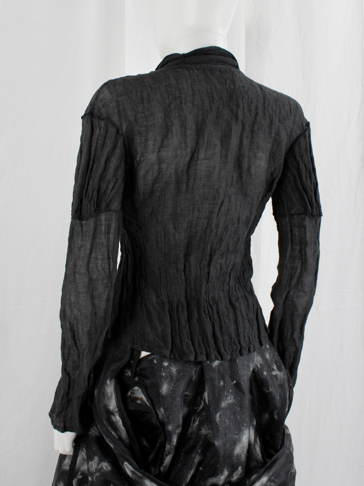 vintage Kaat Tilley black wrinkled cardigan with fabric buttons and integrated shawl (11)