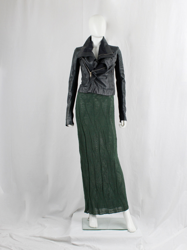 vintage Kaat Tilley forest green maxi skirt with organic knitted pattern (1)