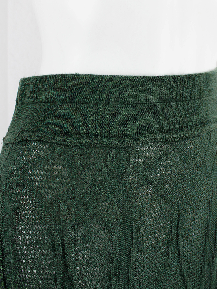vintage Kaat Tilley forest green maxi skirt with organic knitted pattern (12)