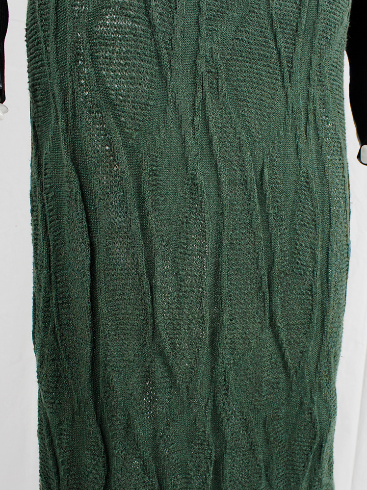 vintage Kaat Tilley forest green maxi skirt with organic knitted pattern (9)
