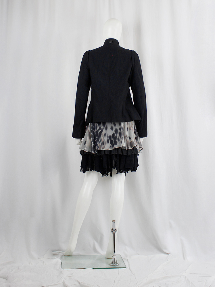 vintage Kaat Tilley pink and black spotted skirt with grey metallic and black lace underlayers (1)