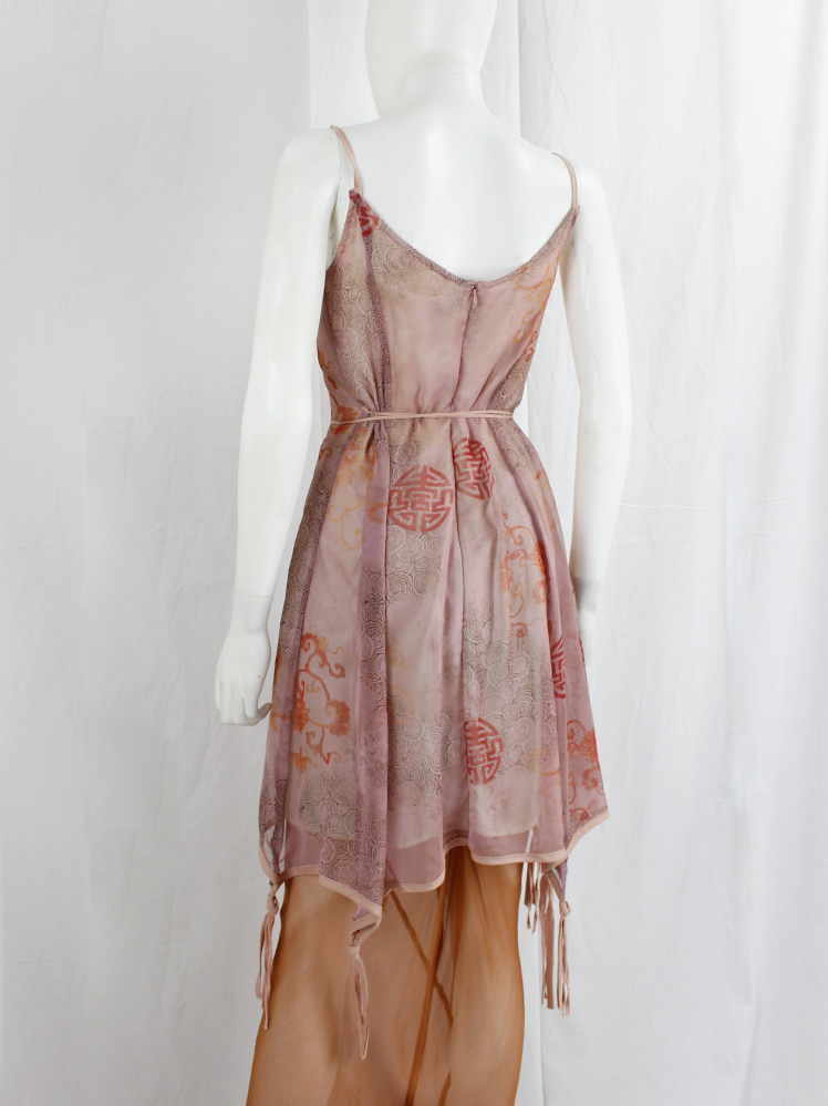 vintage Kaat Tilley pink dress with circular prints and pink knots with ribbons at the hem spring 2001 (11)