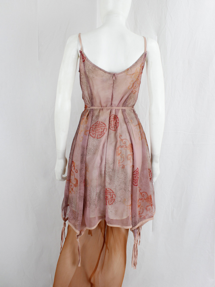 vintage Kaat Tilley pink dress with circular prints and pink knots with ribbons at the hem spring 2001 (12)