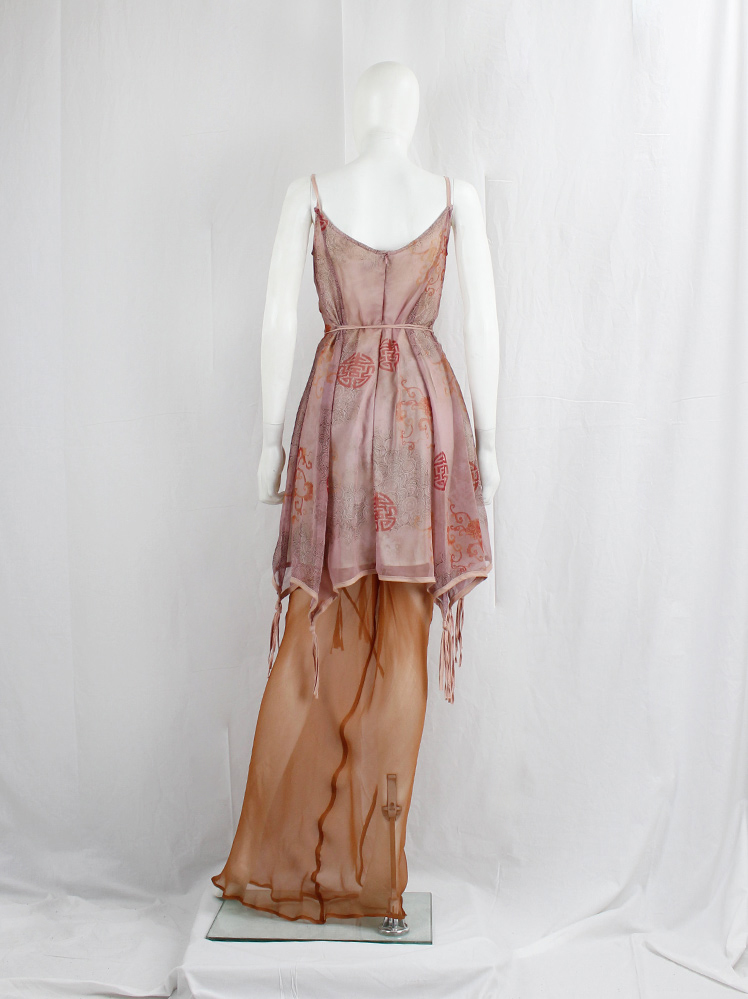 vintage Kaat Tilley pink dress with circular prints and pink knots with ribbons at the hem spring 2001 (13)