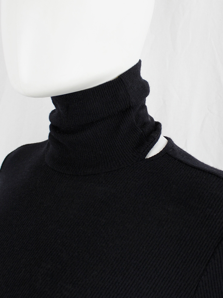 vintage Maison Margiela MM6 black maxi dress with short back and semi-detached turtleneck fall 2014 (1)