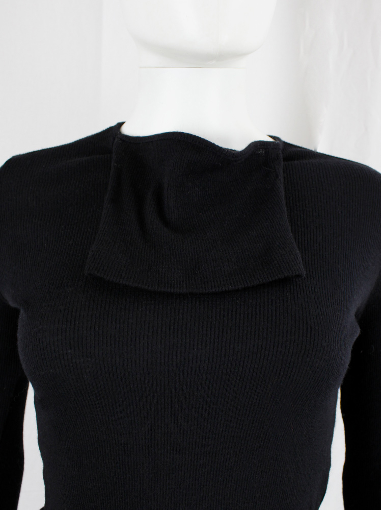 vintage Maison Margiela MM6 black maxi dress with short back and semi-detached turtleneck fall 2014 (10)