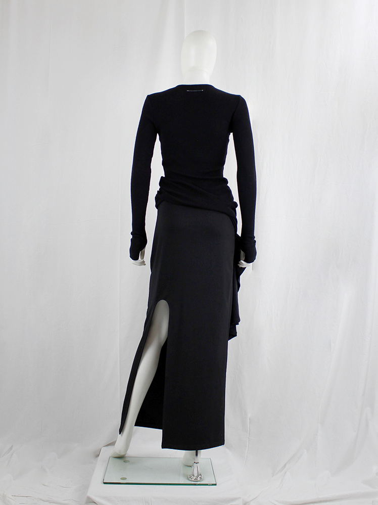 vintage Maison Margiela MM6 black maxi dress with short back and semi-detached turtleneck fall 2014 (14)