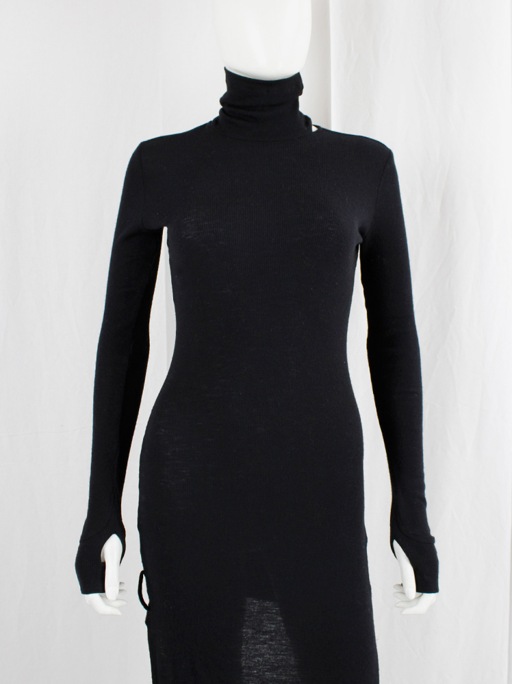 vintage Maison Margiela MM6 black maxi dress with short back and semi-detached turtleneck fall 2014 (23)