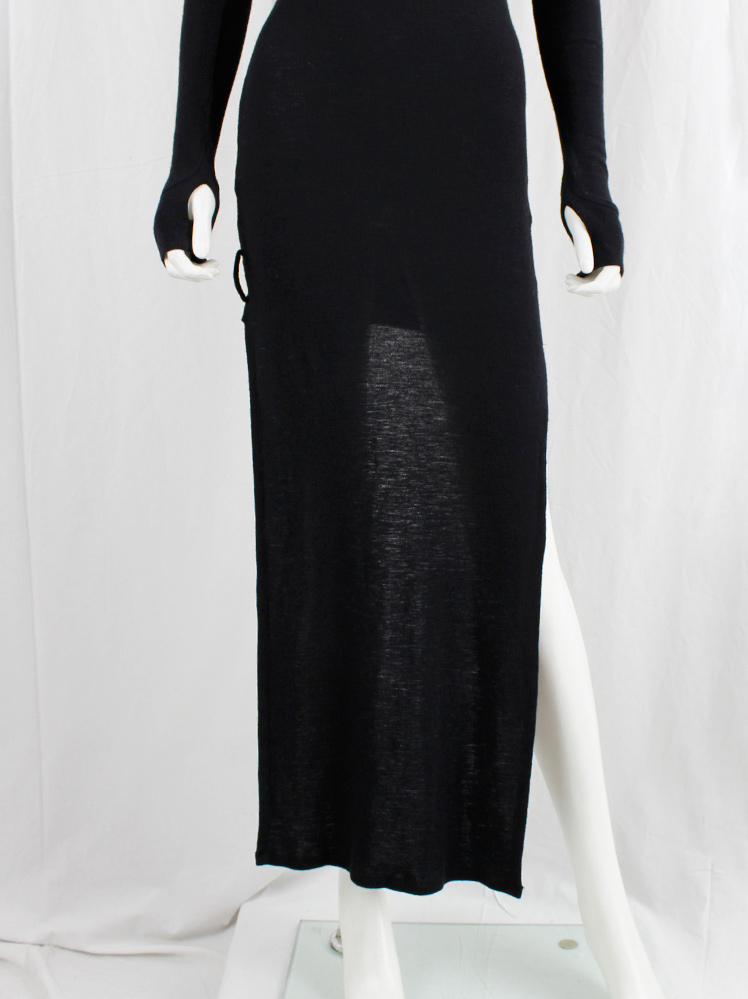 vintage Maison Margiela MM6 black maxi dress with short back and semi-detached turtleneck fall 2014 (25)