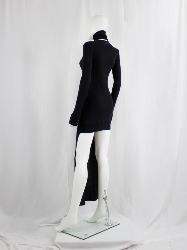 vintage Maison Margiela MM6 black maxi dress with short back and semi-detached turtleneck fall 2014 (4)