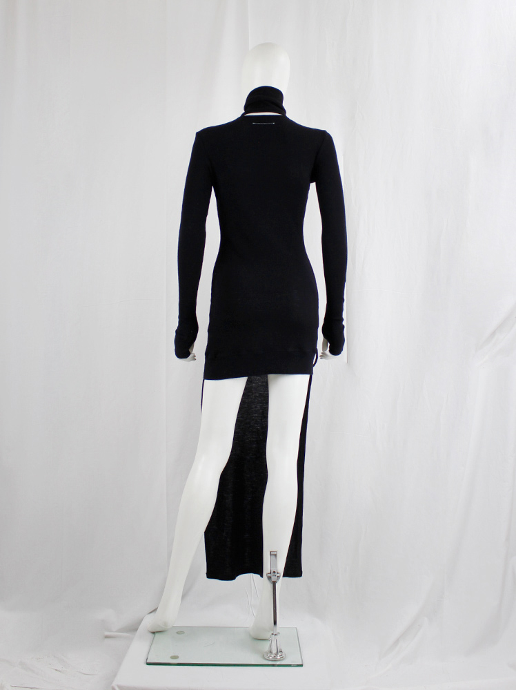vintage Maison Margiela MM6 black maxi dress with short back and semi-detached turtleneck fall 2014 (5)