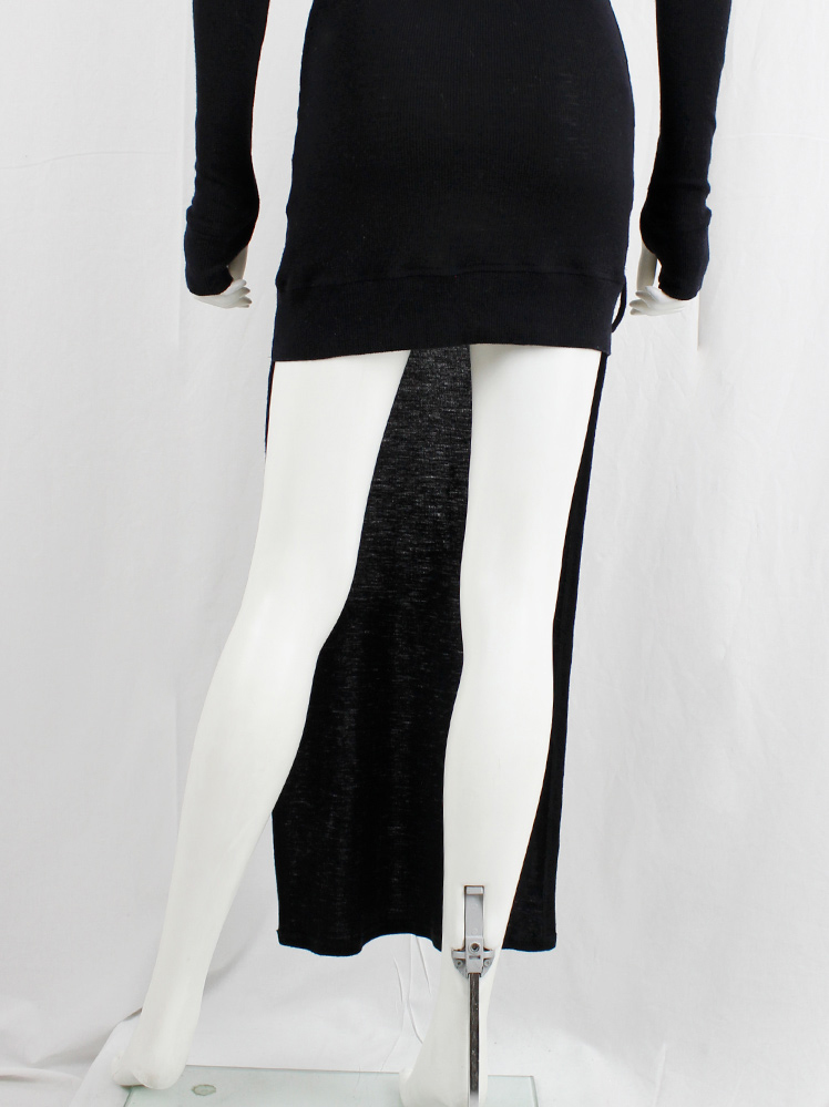 vintage Maison Margiela MM6 black maxi dress with short back and semi-detached turtleneck fall 2014 (7)