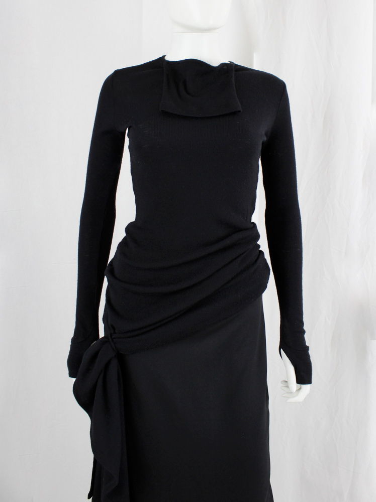 vintage Maison Margiela MM6 black maxi dress with short back and semi-detached turtleneck fall 2014 (9)
