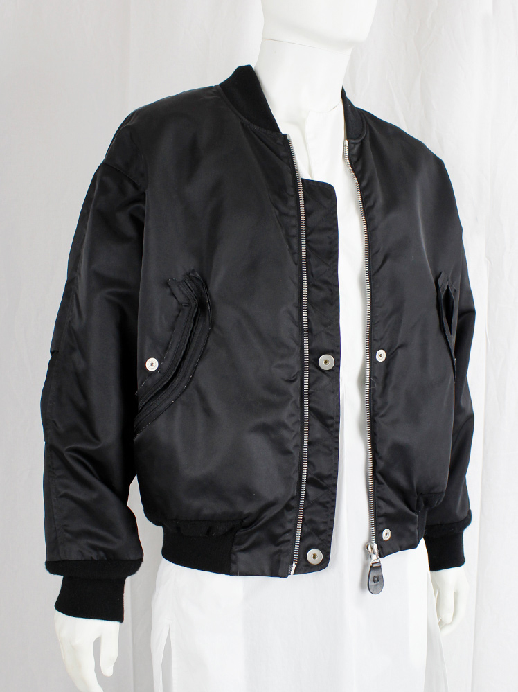 vintage Maison Martin Margiela 10 black bomberjacket with reversed buttons and pocket trims fall 2018 (3)