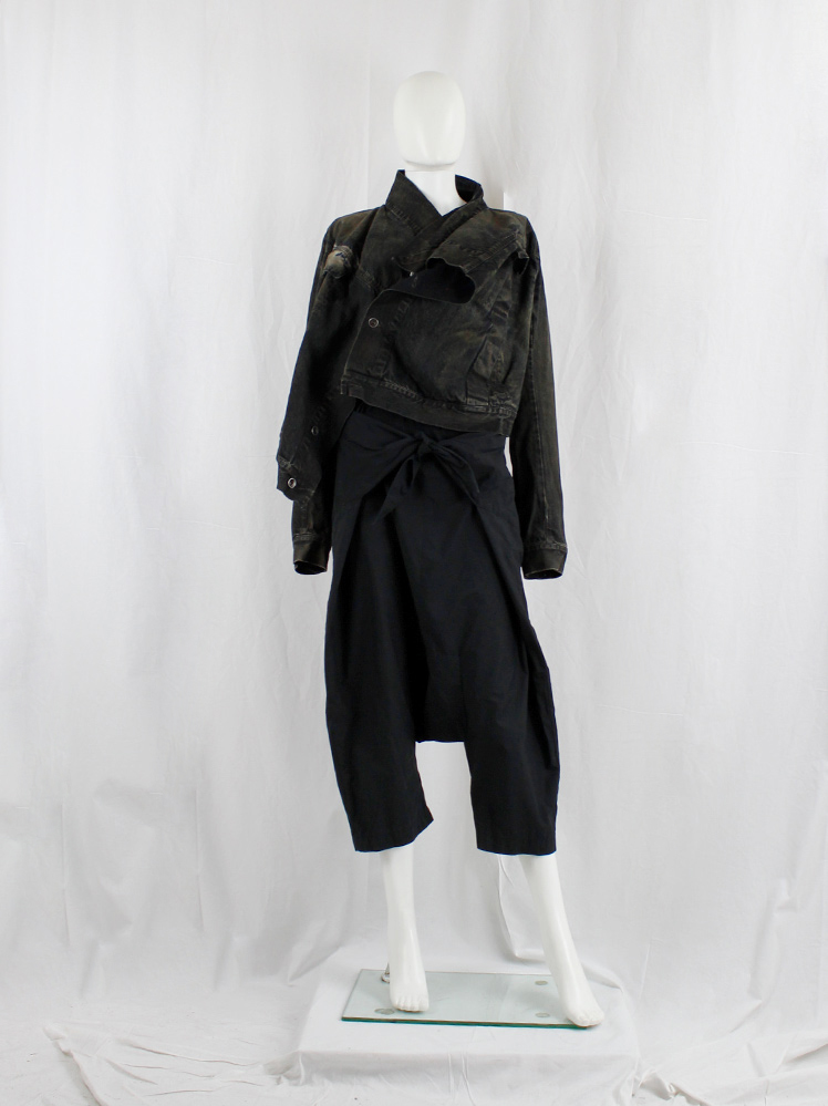 vintage Rick Owens ANTHEM black drop crotch harem trousers with front ties spring 2011 (5)