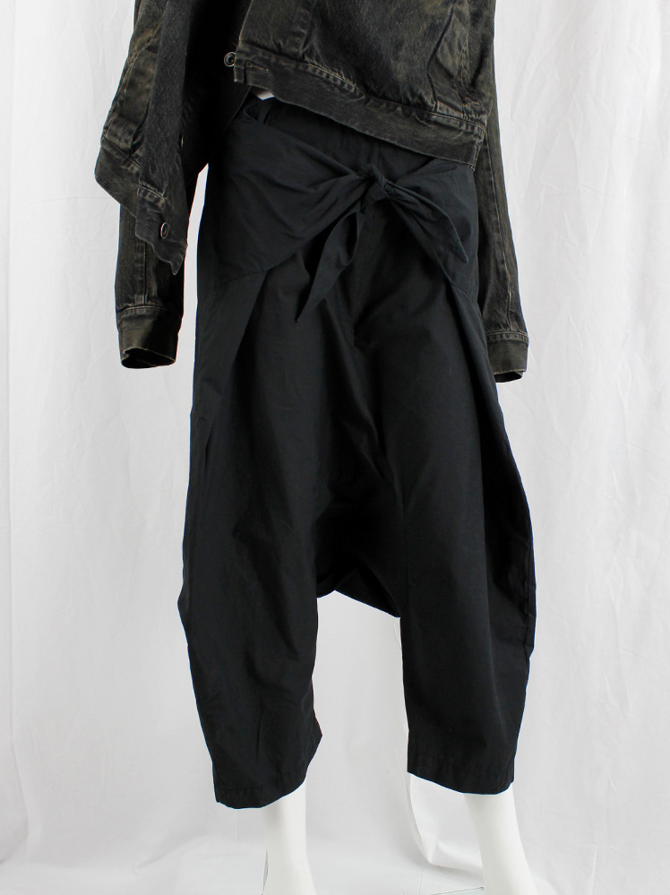 vintage Rick Owens ANTHEM black drop crotch harem trousers with front ties spring 2011 (7)