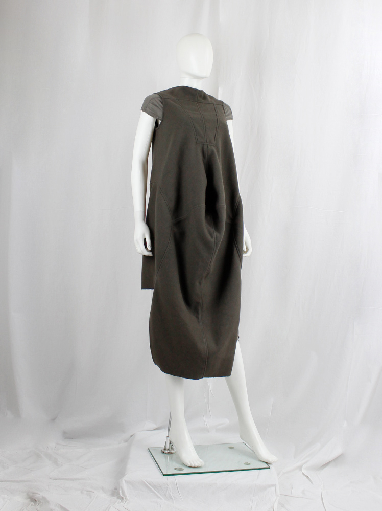 vintage Rick Owens SPHINX brown seahorse dress with geometric panel and front cowl drape fall 2015 (17)