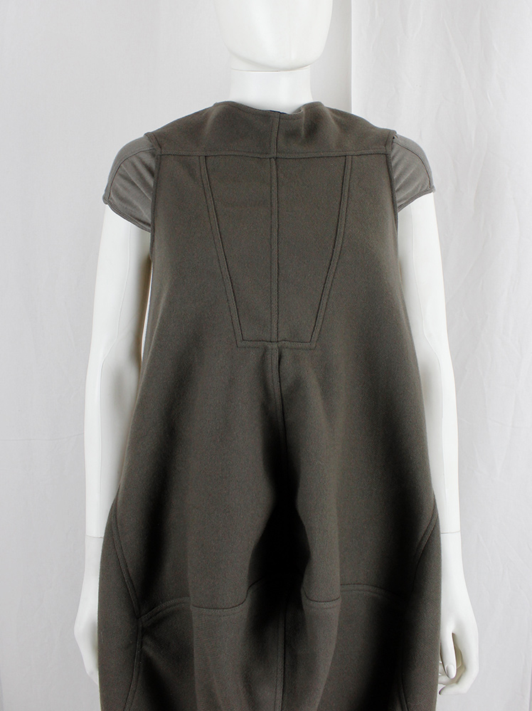 vintage Rick Owens SPHINX brown seahorse dress with geometric panel and front cowl drape fall 2015 (4)