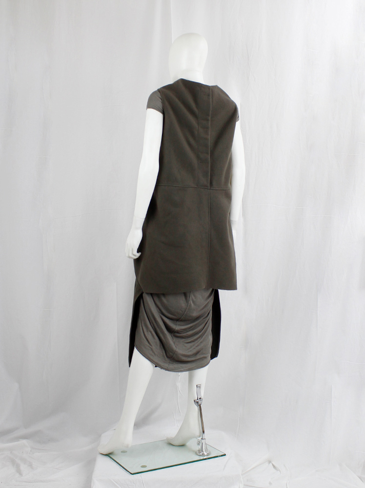 vintage Rick Owens SPHINX brown seahorse dress with geometric panel and front cowl drape fall 2015 (9)