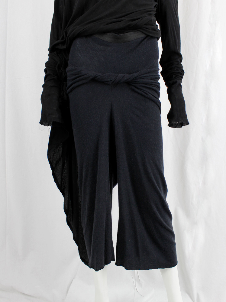 vintage Rick Owens lilies dark grey wool drop crotch harem trousers with twisted front (2)