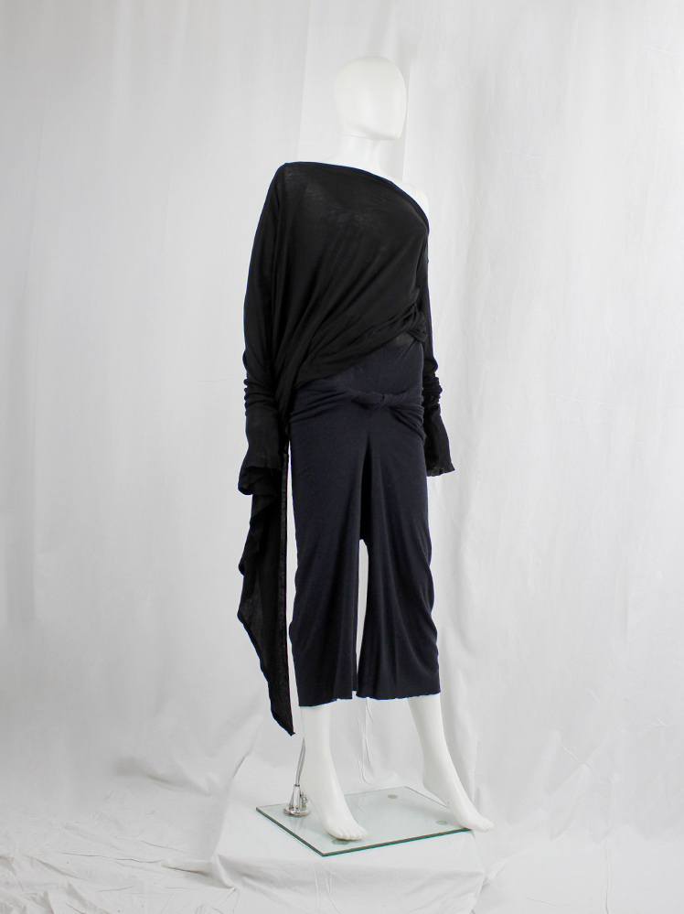 vintage Rick Owens lilies dark grey wool drop crotch harem trousers with twisted front (7)