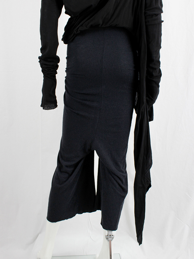 vintage Rick Owens lilies dark grey wool drop crotch harem trousers with twisted front (9)