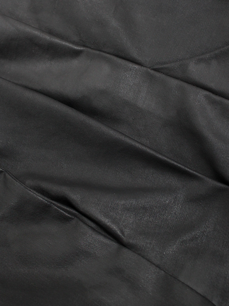 vintage af Vandevorst black strapless panelled dress in leather look (16)