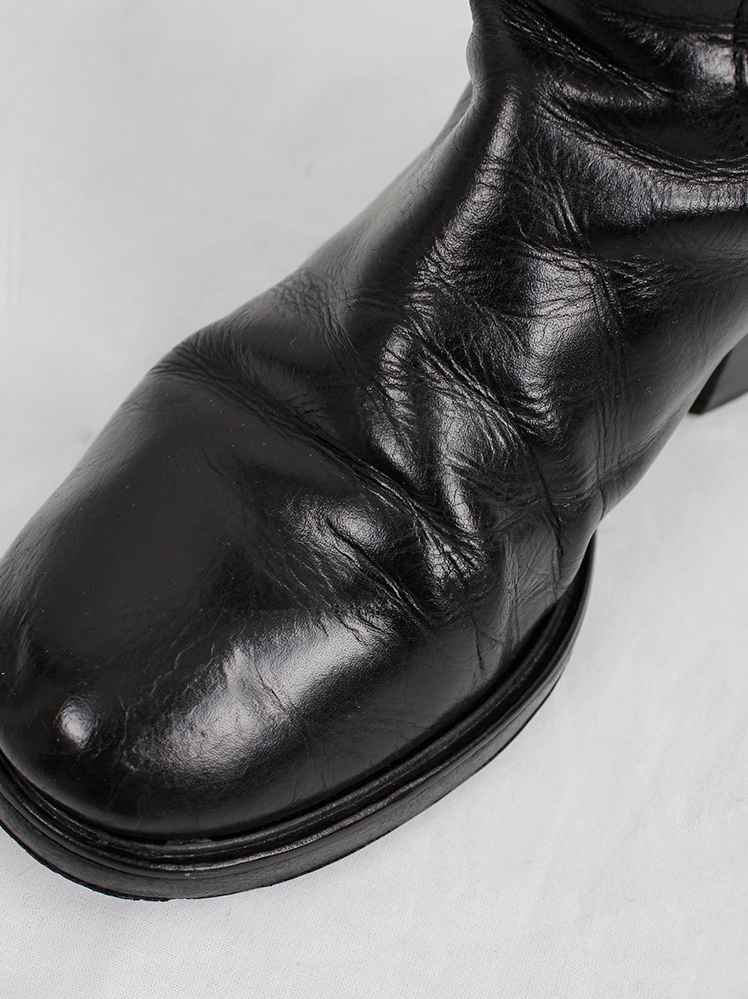 vintage af Vandevorst black tall classic studded riding boots with low heel (13)