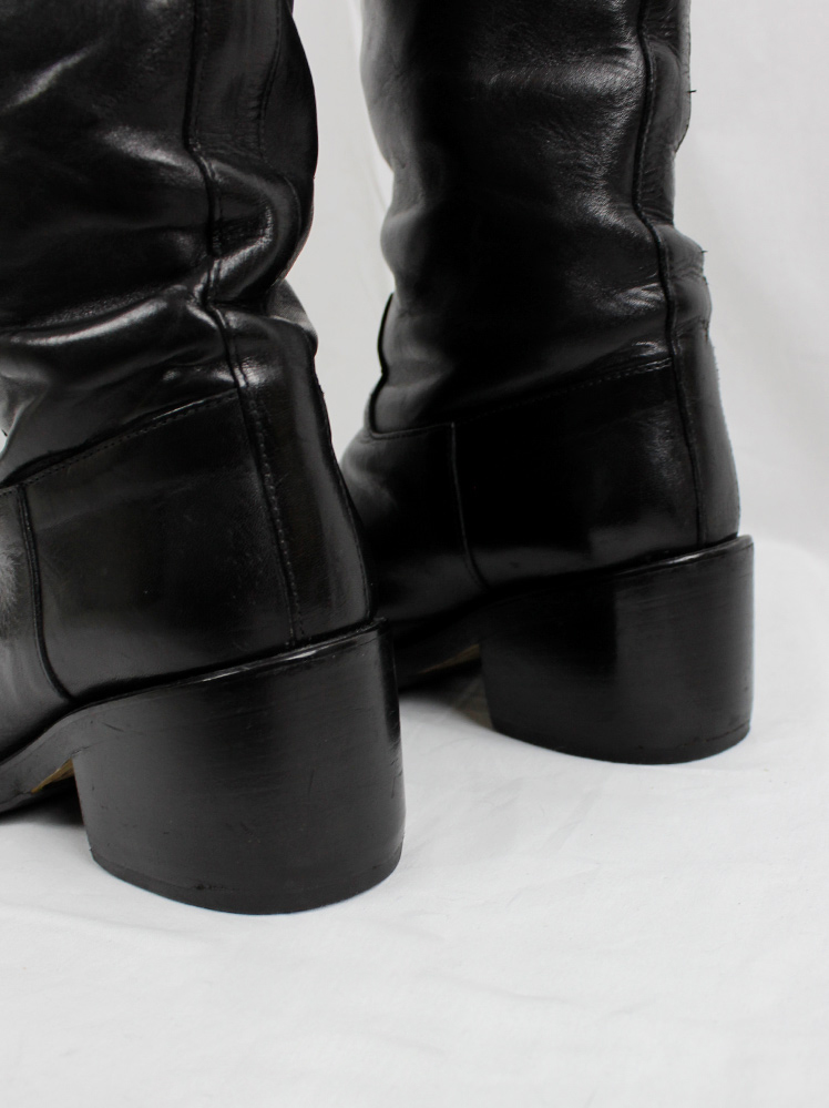 vintage af Vandevorst black tall classic studded riding boots with low heel (15)