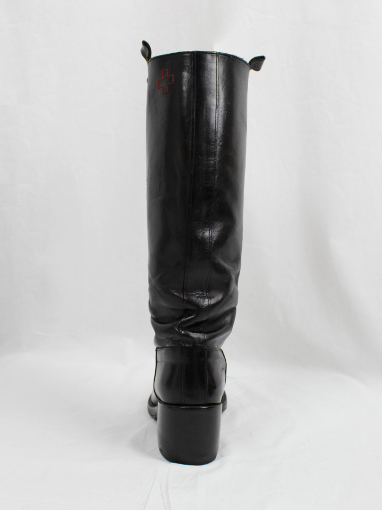 vintage af Vandevorst black tall classic studded riding boots with low heel (9)