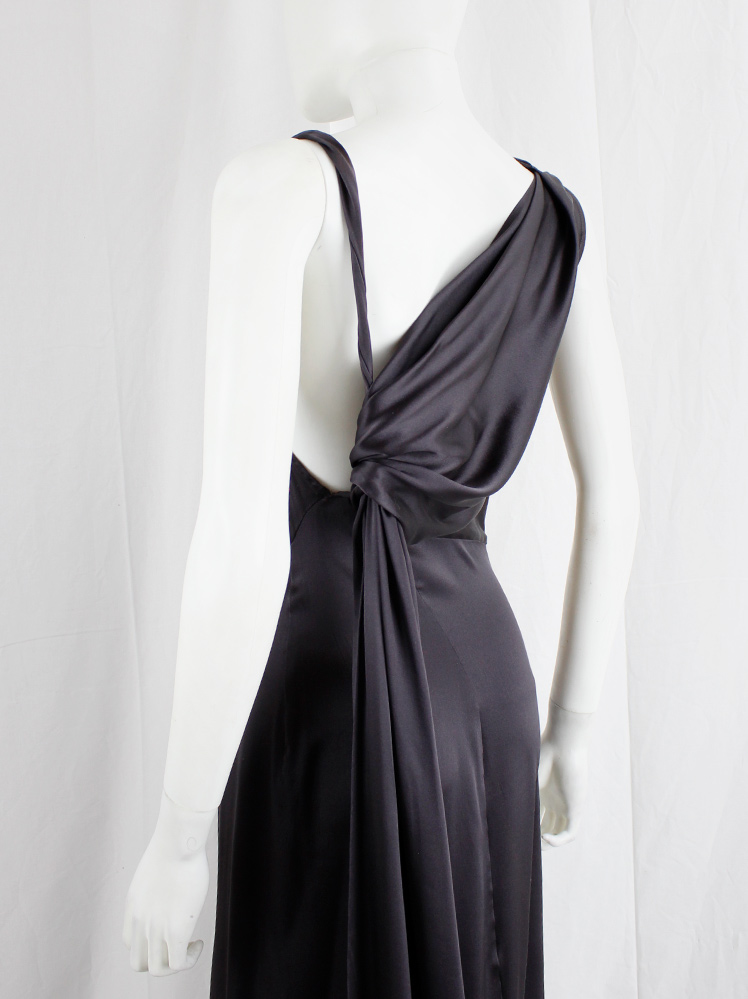 vintage af Vandevorst dark purple maxi dress with asymmetric twisted top and sash spring 2011 (10)