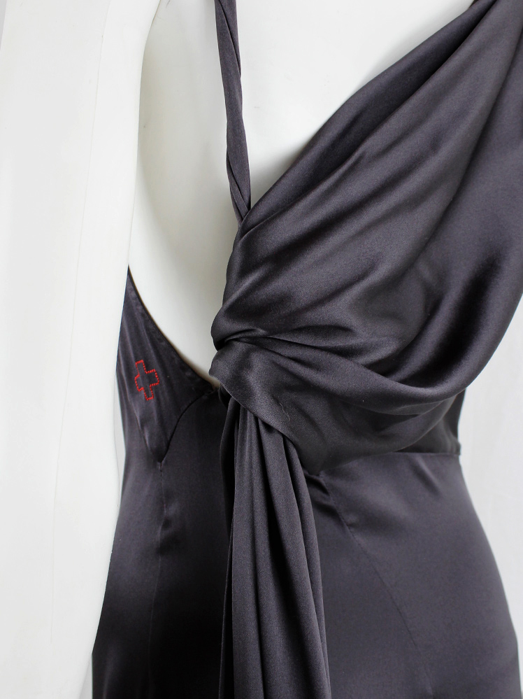 vintage af Vandevorst dark purple maxi dress with asymmetric twisted top and sash spring 2011 (11)
