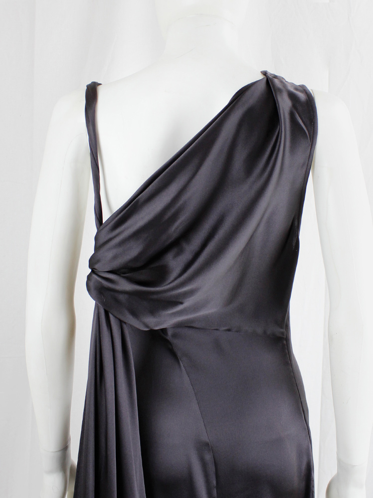 vintage af Vandevorst dark purple maxi dress with asymmetric twisted top and sash spring 2011 (14)