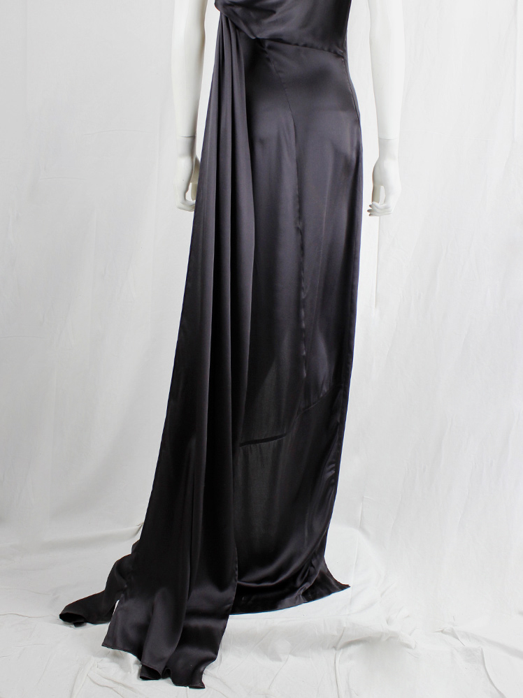 vintage af Vandevorst dark purple maxi dress with asymmetric twisted top and sash spring 2011 (15)