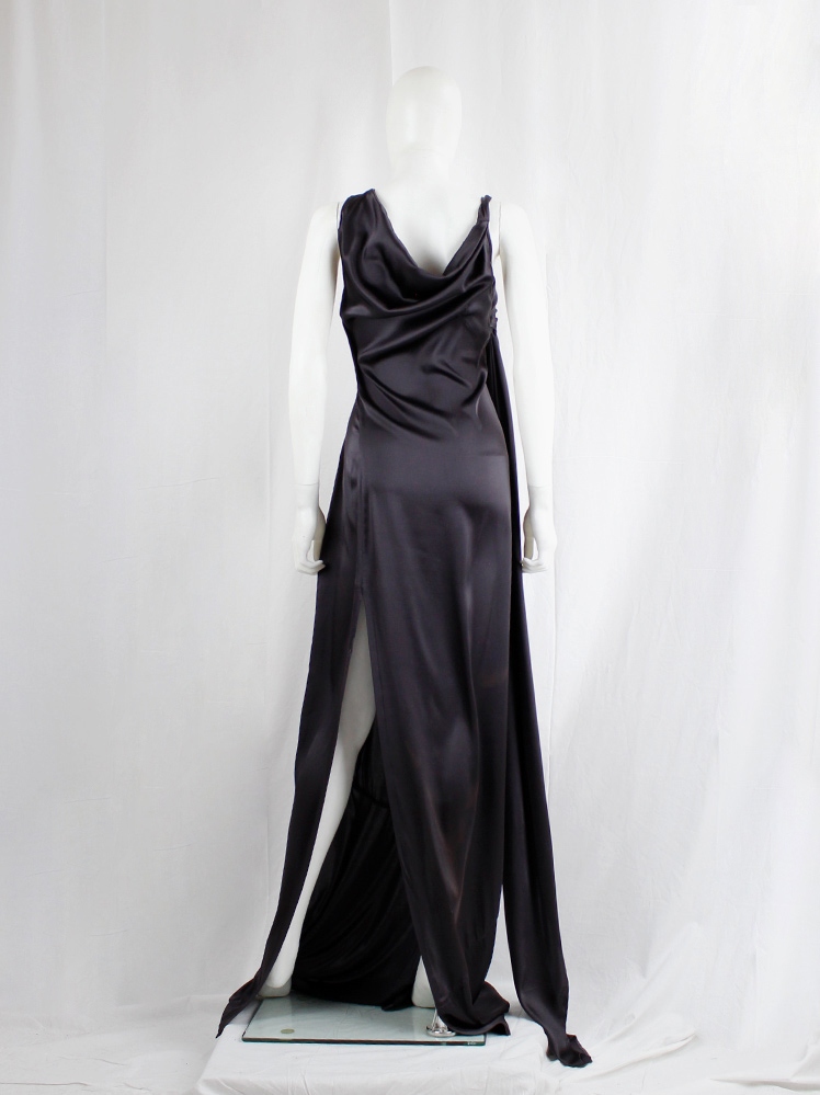 vintage af Vandevorst dark purple maxi dress with asymmetric twisted top and sash spring 2011 (16)