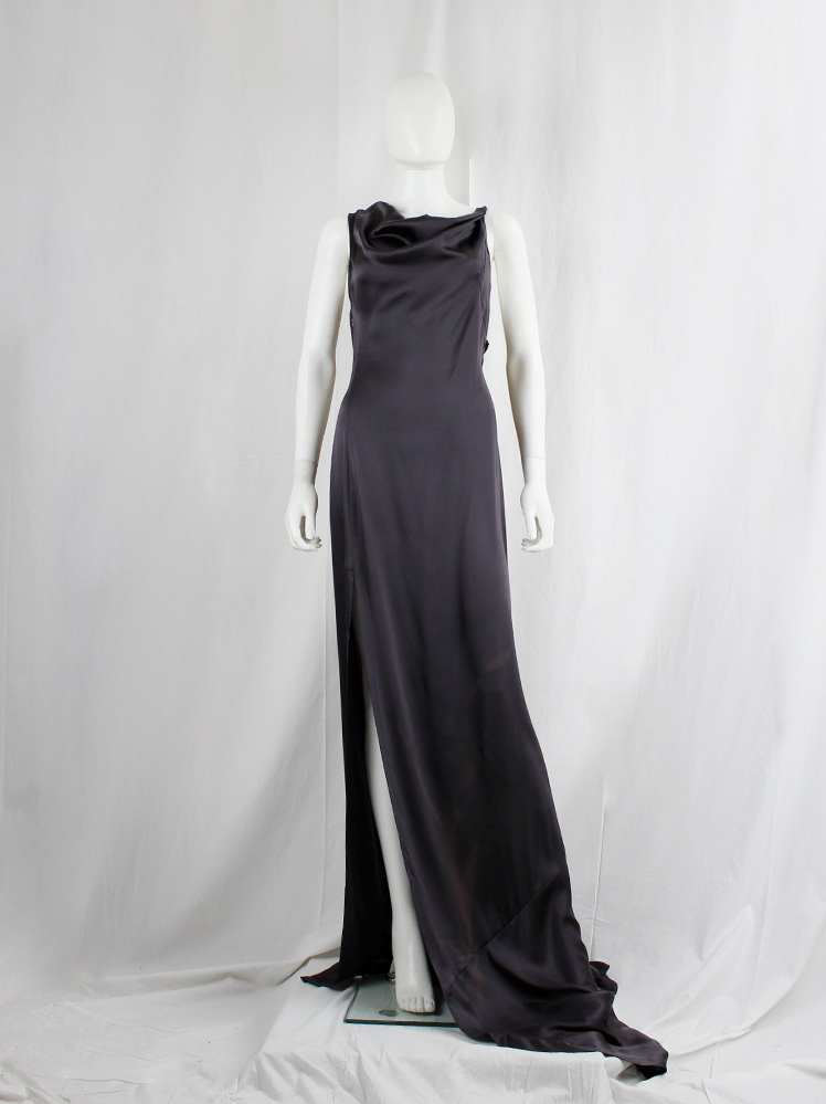 vintage af Vandevorst dark purple maxi dress with asymmetric twisted top and sash spring 2011 (23)