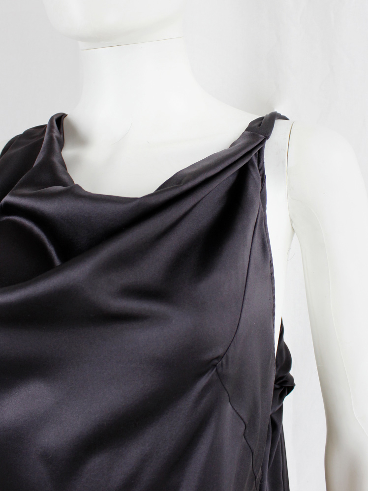 vintage af Vandevorst dark purple maxi dress with asymmetric twisted top and sash spring 2011 (3)