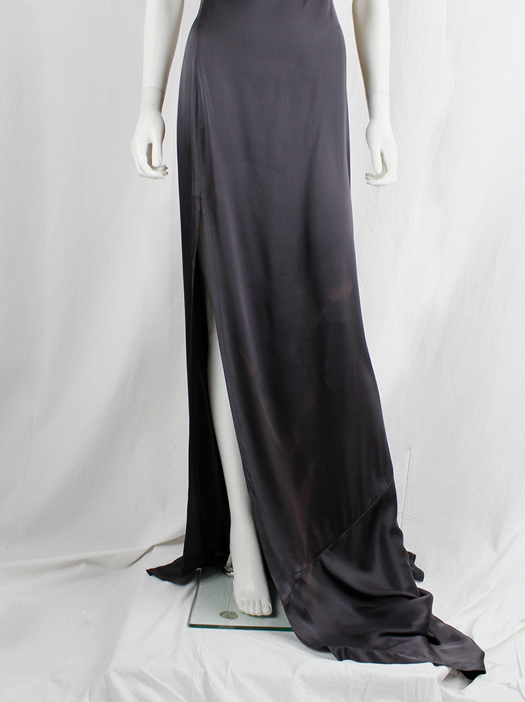 vintage af Vandevorst dark purple maxi dress with asymmetric twisted top and sash spring 2011 (4)
