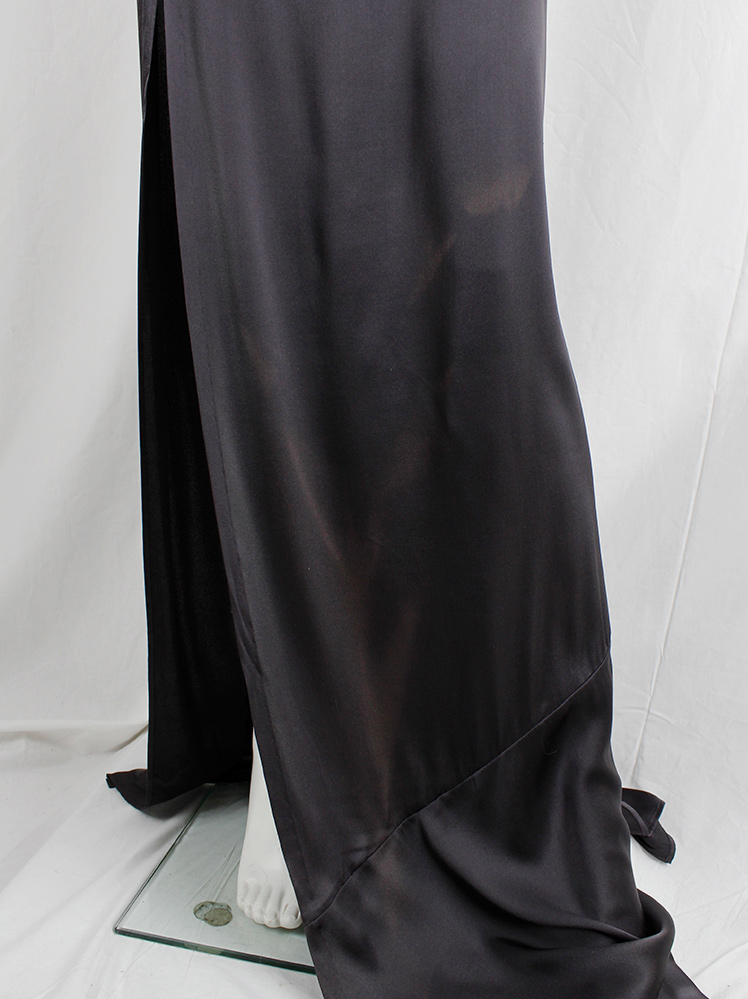 vintage af Vandevorst dark purple maxi dress with asymmetric twisted top and sash spring 2011 (5)