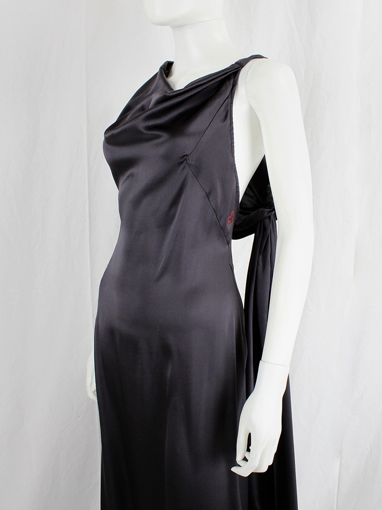 vintage af Vandevorst dark purple maxi dress with asymmetric twisted top and sash spring 2011 (6)