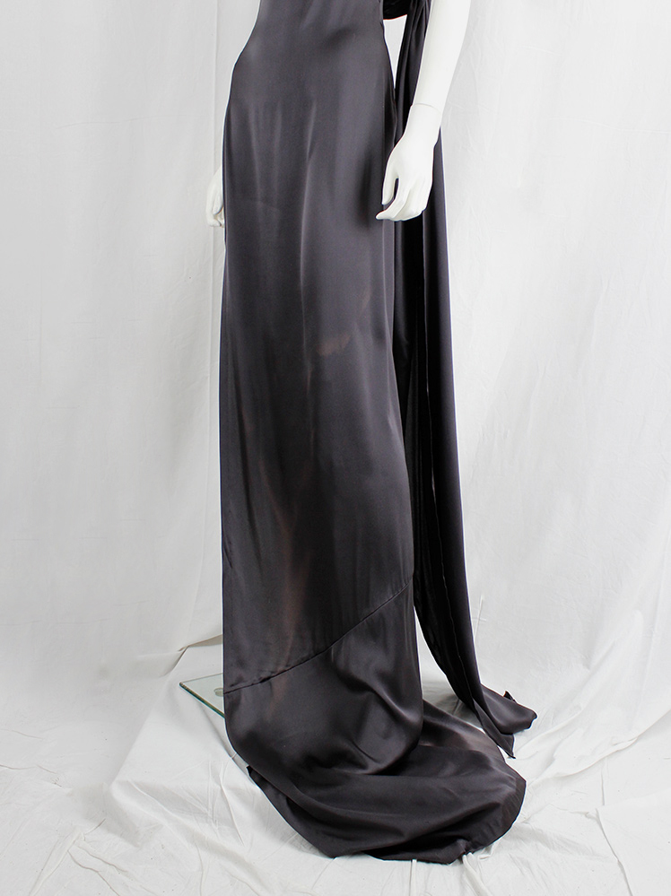 vintage af Vandevorst dark purple maxi dress with asymmetric twisted top and sash spring 2011 (7)