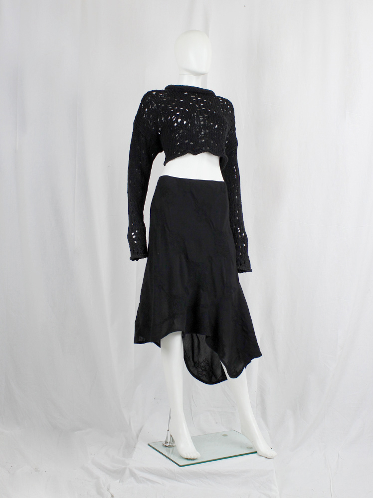 Kaat Tilley black asymmetric skirt with curved side flare 2000’s (4)